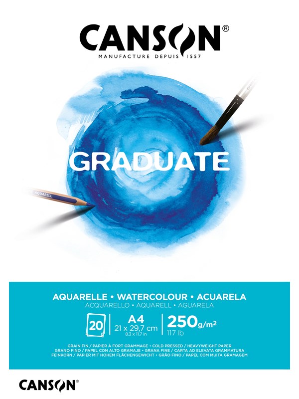 Canson Graduate Watercolour Pad A4 250G 20 SH