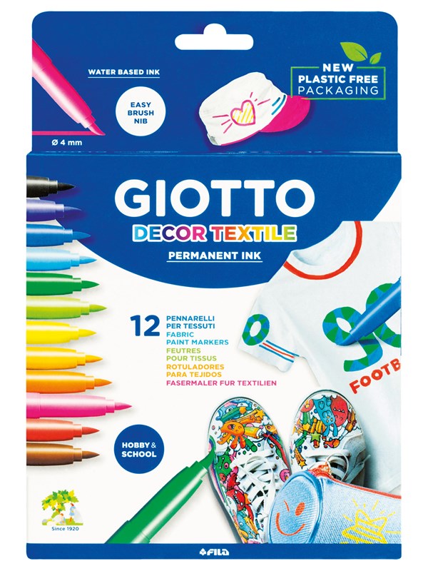 Giotto Decor Textile Paint Markers 12 pcs BL