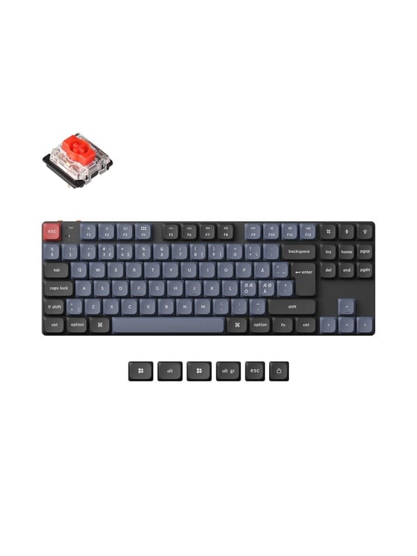 Keychron K1 Pro QMK/VIA Wireless RGB Hot Swap Low Profile Red - Pelinäppäimistö - ilman numpadia - Pohjoismainen - Musta