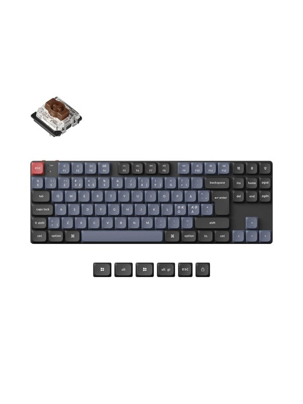 Keychron K1 Pro QMK/VIA Wireless RGB Hot Swap Low Profile Brown - Pelinäppäimistö - ilman numpadia - Pohjoismainen - Musta