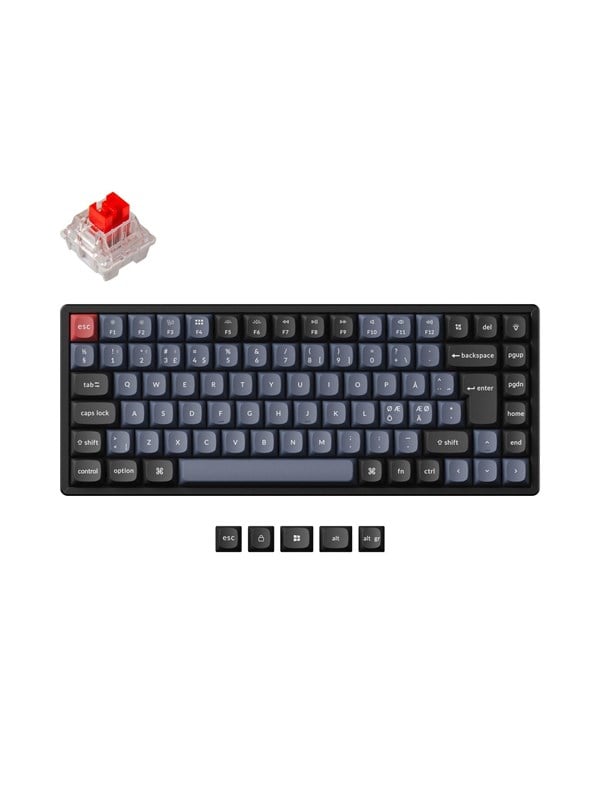 Keychron K2 Pro QMK/VIA Wireless RGB Hot Swap K Pro Red - Pelinäppäimistö - ilman numpadia - Pohjoismainen - Musta
