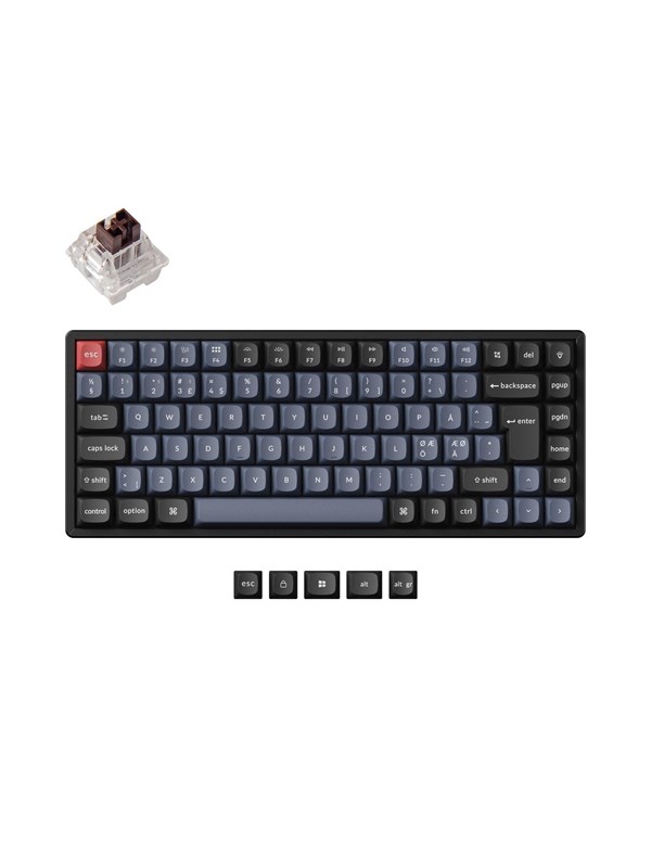 Keychron K2 Pro QMK/VIA Wireless RGB Hot Swap K Pro Brown - Pelinäppäimistö - ilman numpadia - Pohjoismainen - Musta