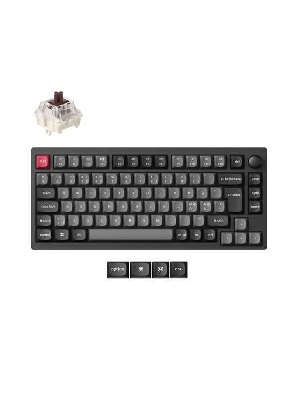 Keychron Lemokey P1 Pro - Pelinäppäimistö - ilman numpadia - Pohjoismainen - Musta