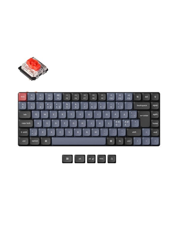 Keychron K3 Pro QMK/VIA Wireless - Gateron Low Profile Red - Pelinäppäimistö - ilman numpadia - Pohjoismainen - Musta