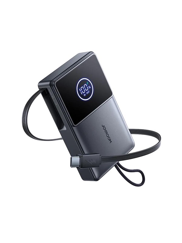 Joyroom JR-PR1 10000mAh 22.5W Powerbank with Built-in Retractable USB-C Cable - Black Powerbank - musta - 10000 mAh