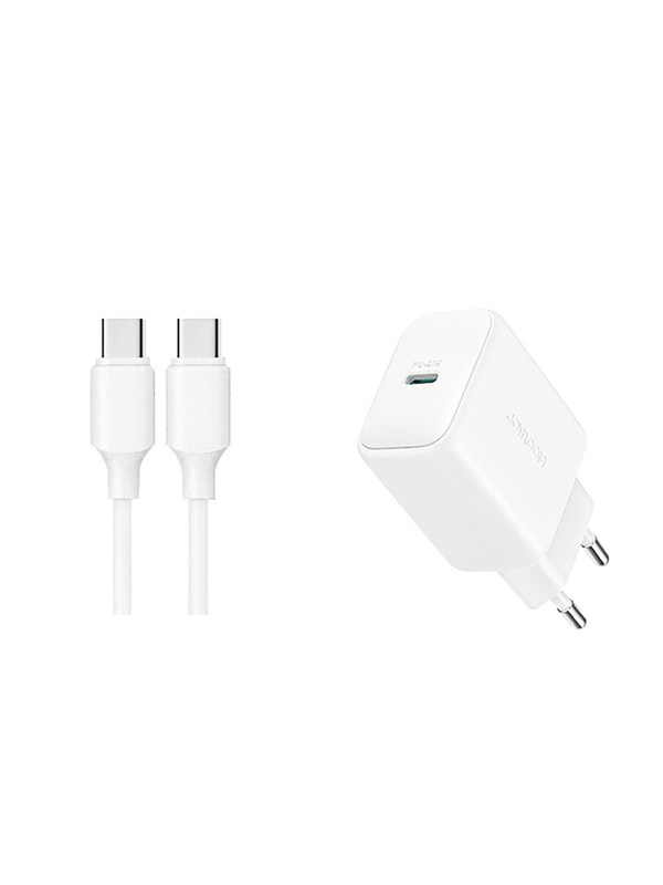 Joyroom JR-TCF20 USB-C PD 20W network charger - white + USB-C / USB-C cable 1m