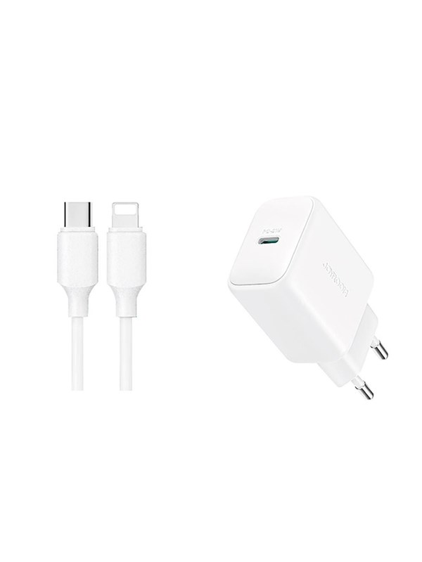 Joyroom JR-TCF20 USB-C PD 20W network charger - white + USB-C / Lightning cable 1m