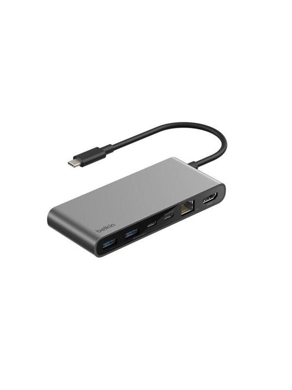 Belkin Connect 8-in-1 USB-C Hub with Dual USB-C Ports - Silver