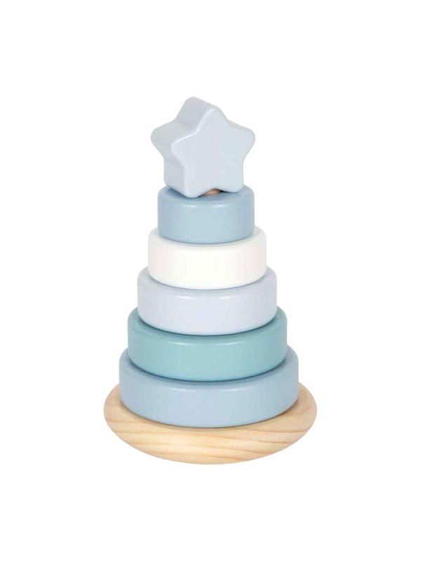 Small Foot - Wooden Stacking Tower Blue - 7 pcs.