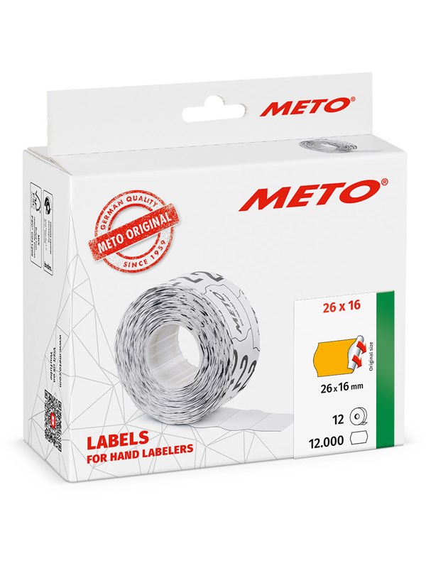 METO Price labels 26x16 flour orange 12 rls/1000