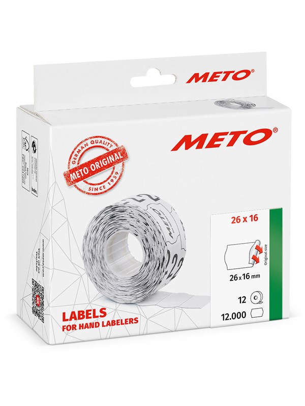 METO Price labels 26x16 white 12 rls/1000