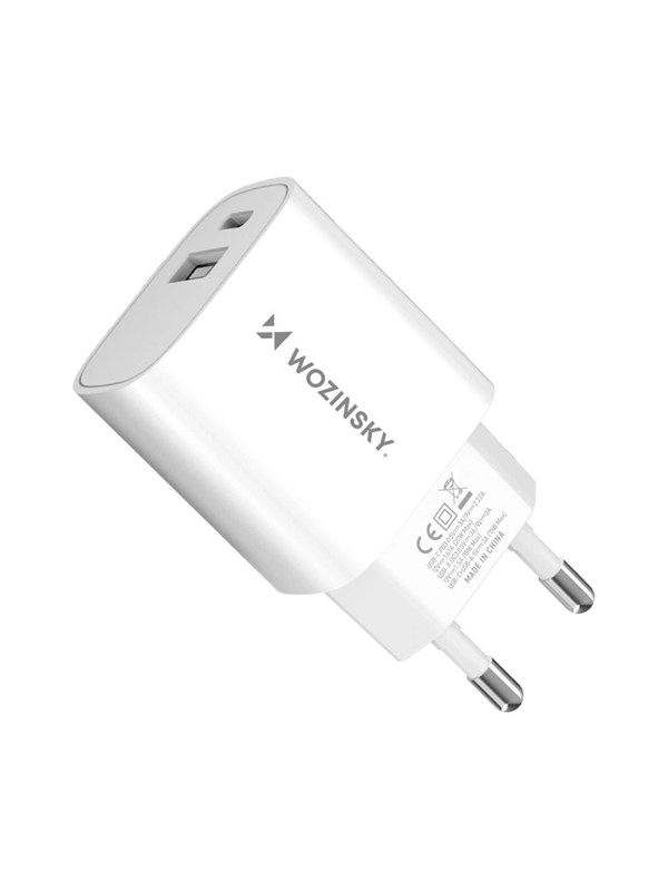 Wozinsky WGWCW USB-A USB-C 20W AC Charger - White