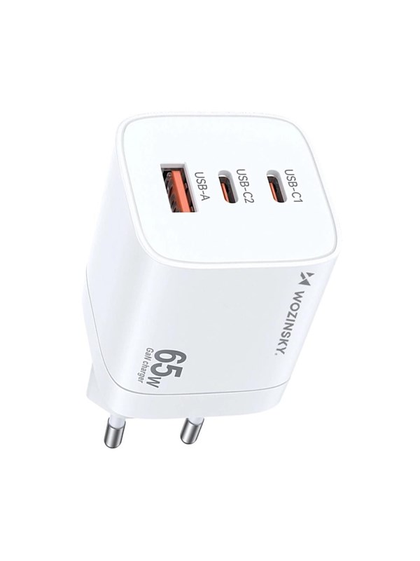 Wozinsky GaN Charger CGWCW 65W USB-A / 2 x USB-C - White