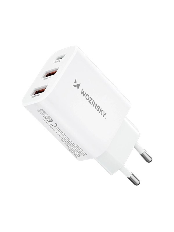 Wozinsky CWCUCW 30W USB-C / 2 x USB-A AC Charger - White