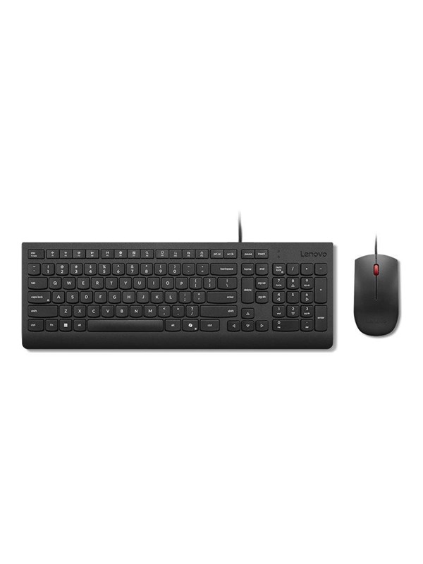 Lenovo Essential Wired Combo - keyboard and mouse set - 2.5-zone layout - QWERTY - US English - black Input Device - Näppäimistö ja Hiirisetti - Englanti (US) - Musta