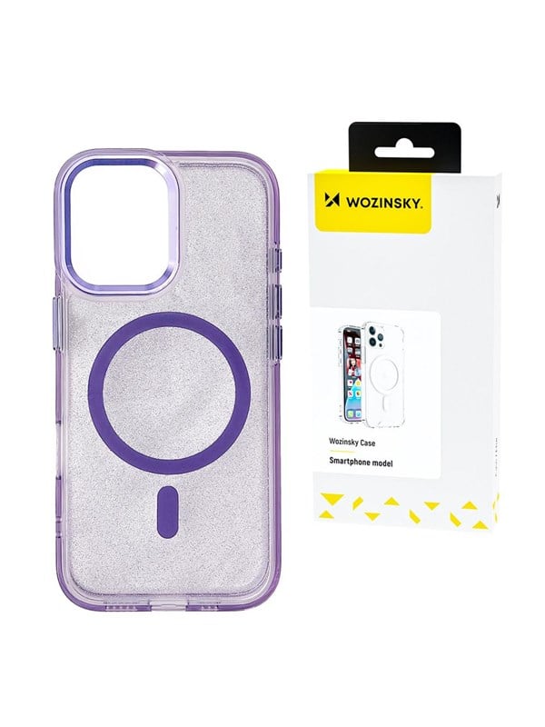 Wozinsky Glitter Case with Mag Safe for Samsung Galaxy S25 Ultra - Purple with Glitter