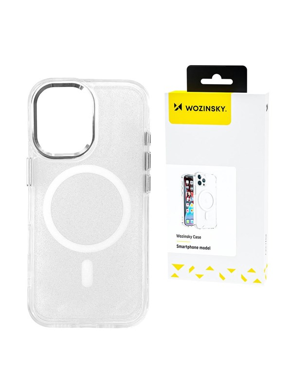Wozinsky Glitter Case with Mag Safe for Samsung Galaxy S25 - Transparent with Glitter