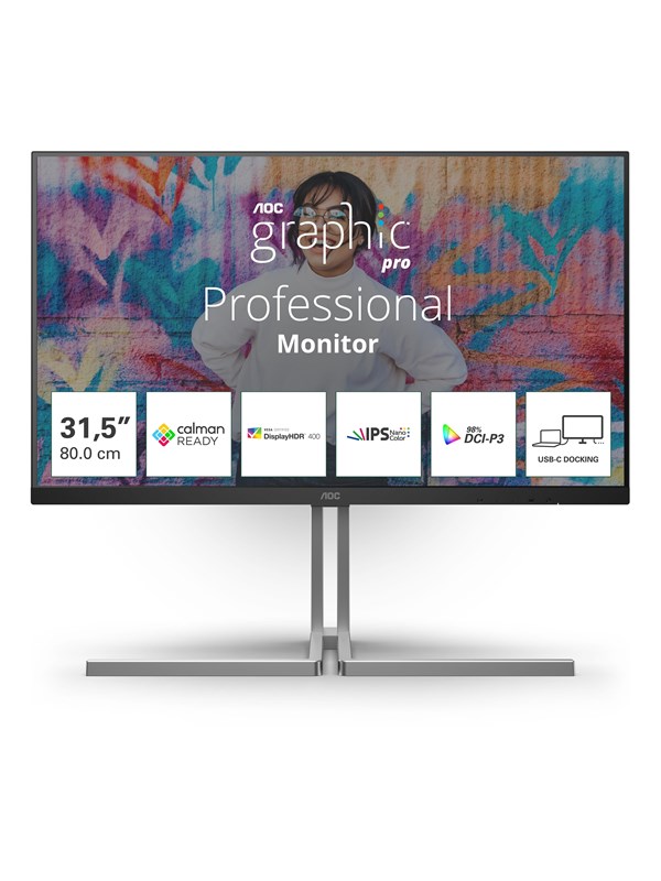 32" AOC U32U3CV - 3840x2160 (4K) - 60Hz - Nano IPS - 96W USB-C - KVM switch