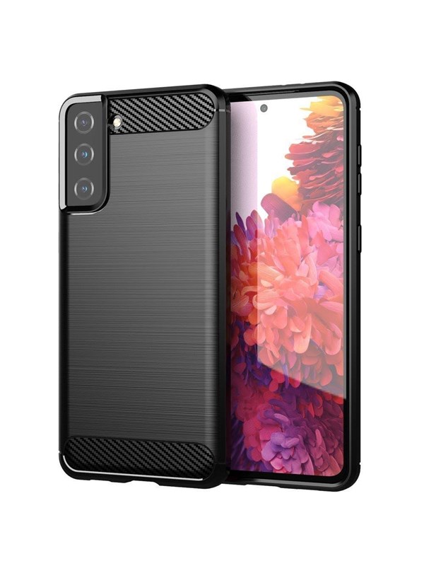 Hurtel Carbon Case Flexible Cover TPU Case for Samsung Galaxy S21+ 5G (S21 Plus 5G) Black