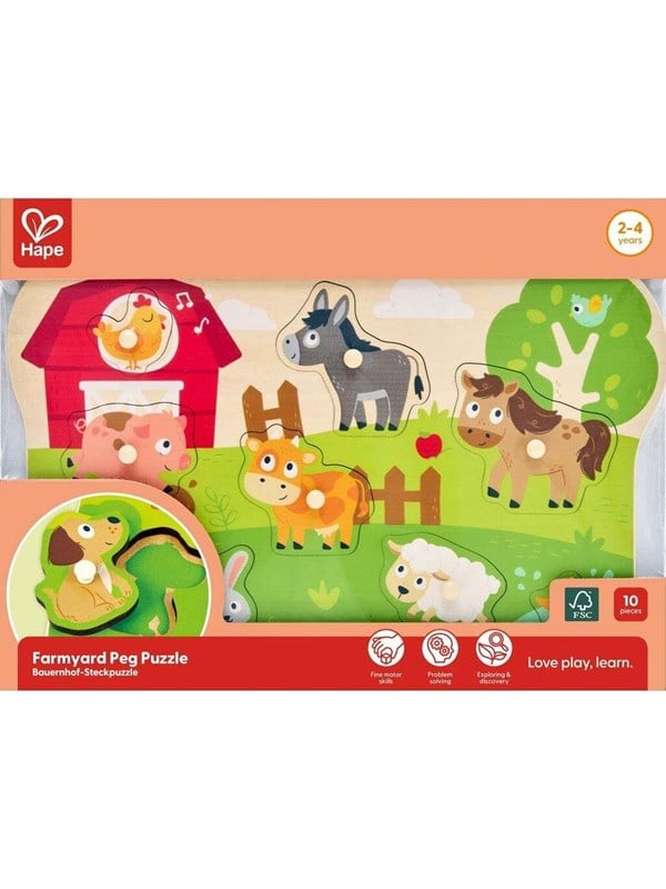 Hape Farm Animals Peg Puzzle
