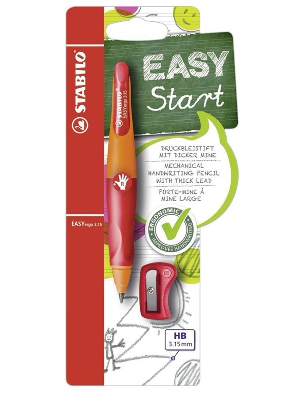 STABILO EASYergo 3.15 - Ergonomic Mechanical Pencil - Right-handed - Red
