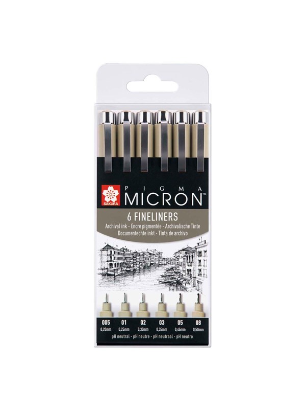 Sakura Pigma Micron Case 6 Fineliners Black