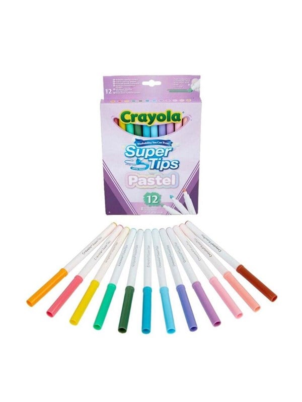 Crayola Supertips Pastelli pestävät tussit 12 kpl