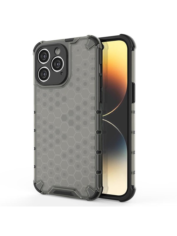 Hurtel Honeycomb Case for iPhone 14 Pro Armored Hybrid Cover Black
