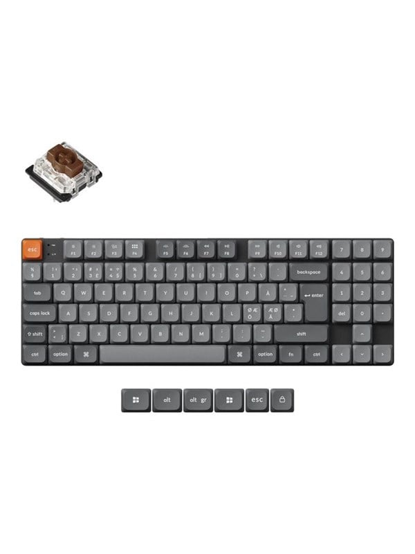 Keychron K13 Max QMK Wireless RGB Hot Swap Low Profile Brown - Pelinäppäimistö - ilman numpadia - Pohjoismainen - Musta