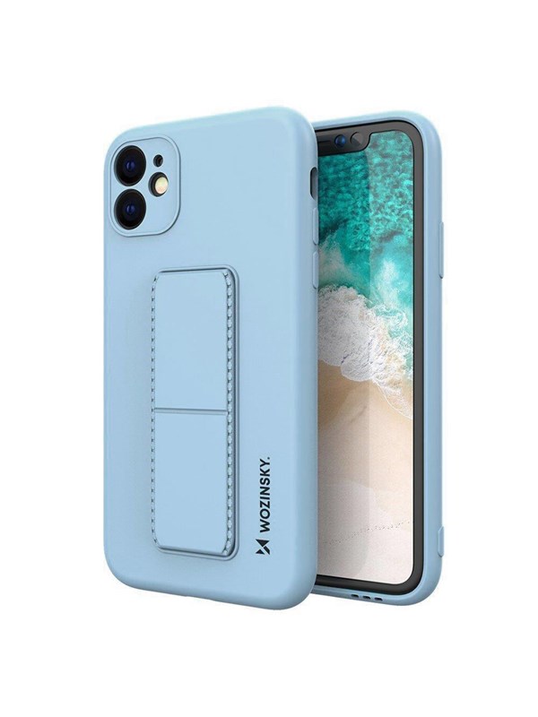Wozinsky Kickstand Case Silicone Case with Stand iPhone 12 Light Blue