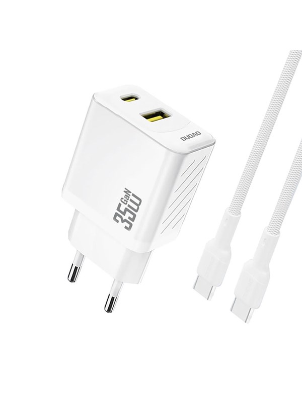Dudao A27MaxCEU PD QC 35W USB-A USB-C wall charger with USB-C cable - white