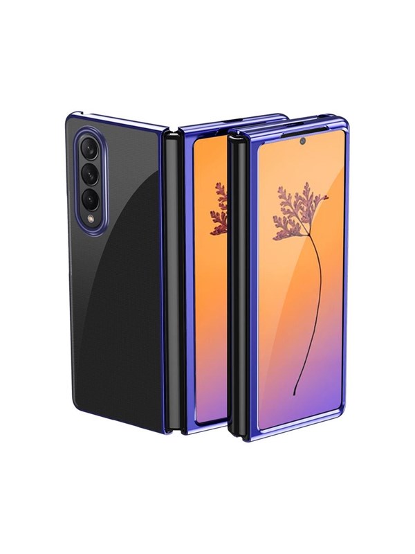 Hurtel Plating Case for Samsung Galaxy Z Fold 4 Cover with a Metallic Frame Blue
