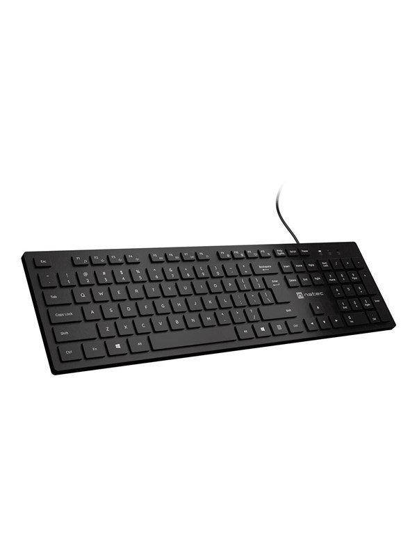 Natec HERRING - keyboard - slim design low profile full size - QWERTY - US - black Input Device - Näppäimistö - Englanti (US) - Musta