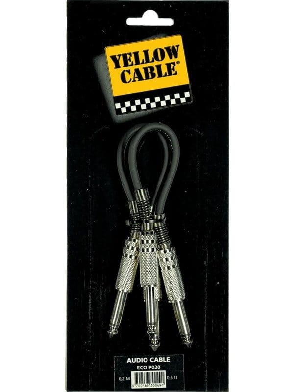 Yellow Cable P020 - 2 x 1/4" Jack/Jack patch-kaapeli 20cm.