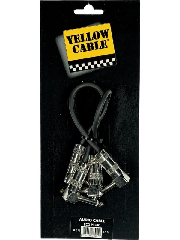 Yellow Cable P020 - 2 x 1/4" kulma-Jack/kulma-Jack patch-kaapeli 20cm.
