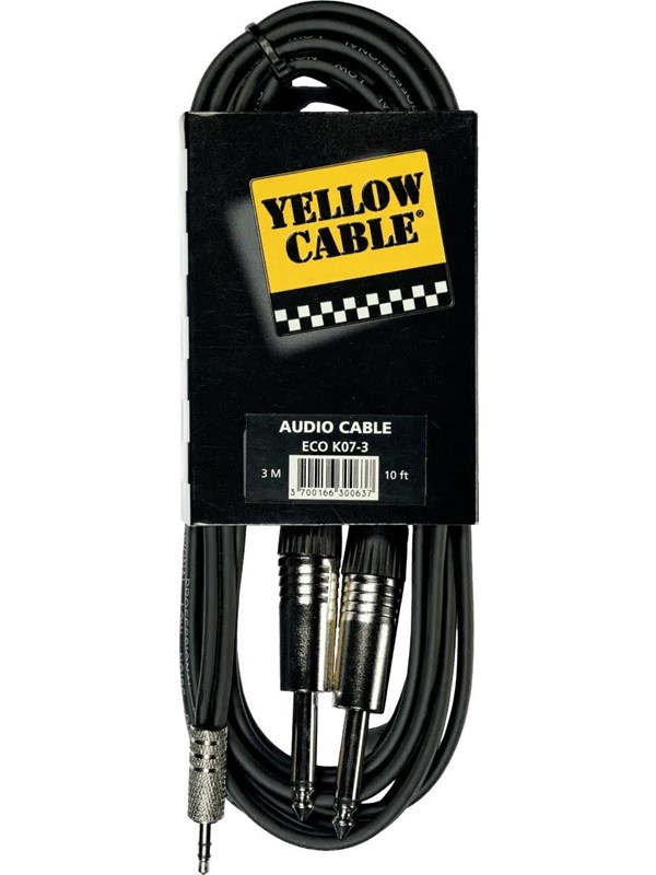 Yellow Cable K07M-3 - 2 x 1/4" Jack - 3,5mm. TRS Mini-Jack -kaapeli 3m.
