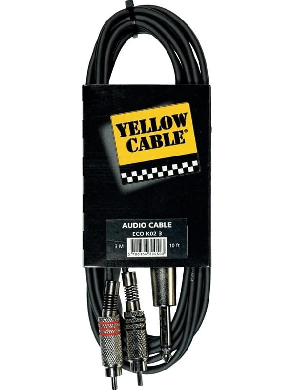 Yellow Cable K02-3 - 2 x RCA - 1/4" Jack Mono -kaapeli 3m.