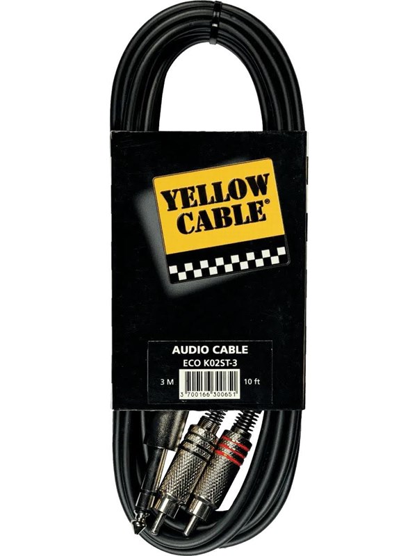 Yellow Cable K02ST-3 - 2 x RCA - 1/4" TRS Jack -kaapeli 3m.