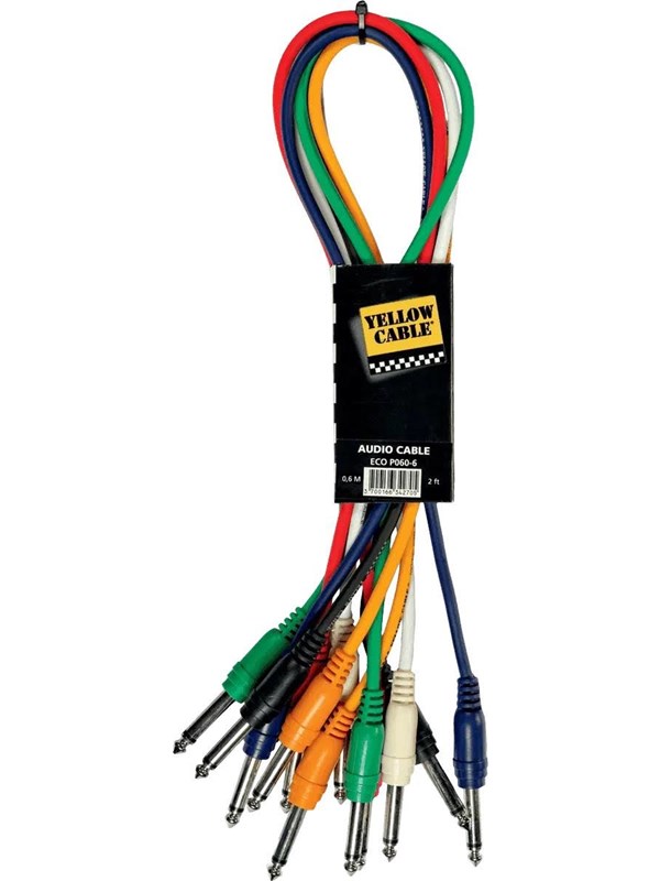 Yellow Cable P060-6 - 6 x 1/4" Jack/Jack patch-kaapeli 60cm.
