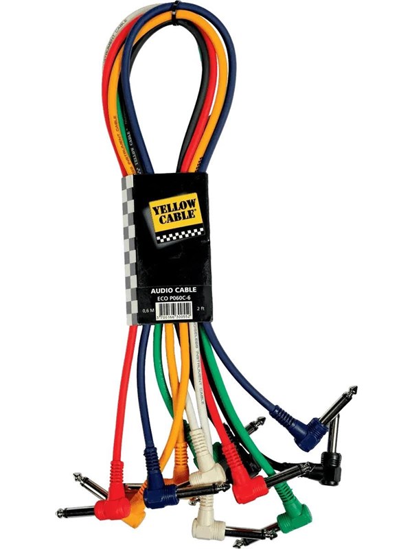 Yellow Cable P060C-6 - 6 x 1/4" kulma-Jack/kulma-Jack patch-kaapeli 60cm.