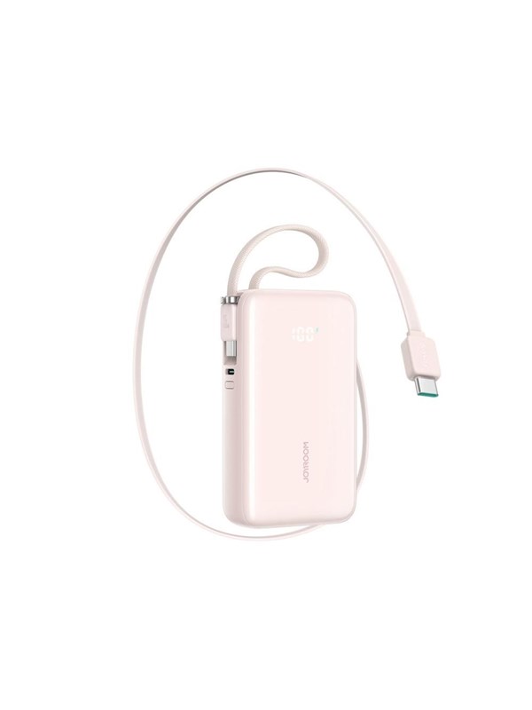 Joyroom JR-PR2L 10000mAh 35W Power Bank with Built-in Retractable USB-C Cable and USB-C Lanyard Cable - Pink Powerbank - Vaaleanpunainen - 10000 mAh