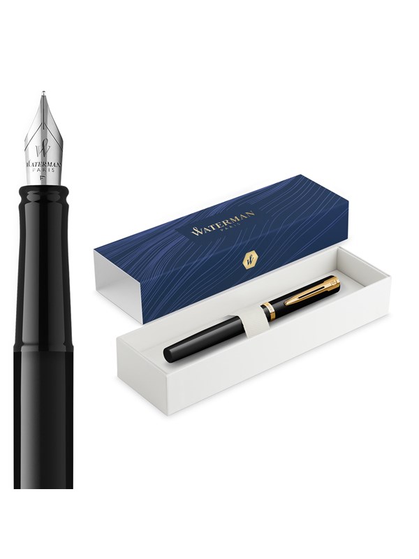 Waterman Impression Black Lacquer G.T. Fountain pen M Blue ink