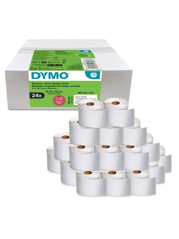 DYMO Authentic LabelWriter Large Shipping Labels/Name Badges | 54mm x 101mm | 24 Rolls of 220 Easy-Peel Labels (5.280 Count) | Self-Adhesive | for LabelWriter Label Makers