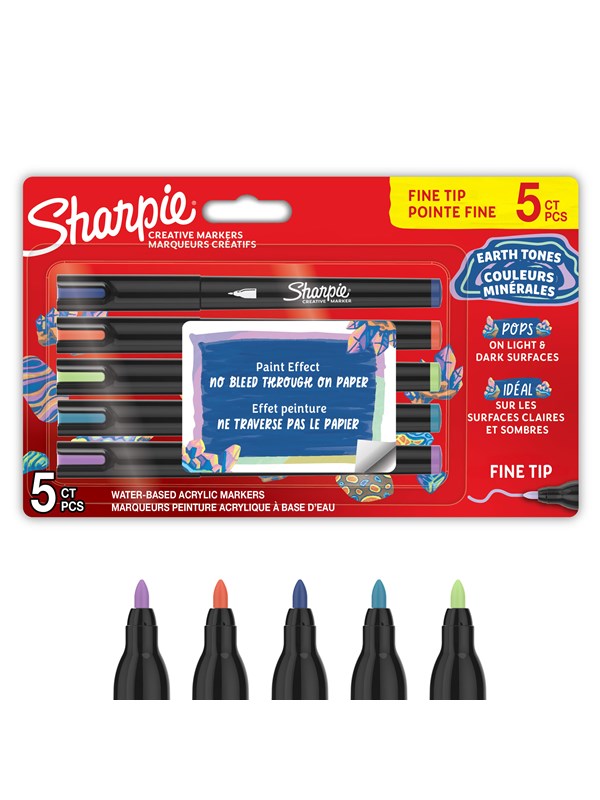 Sharpie Creative Acrylic Marker Earth Tones Fine tip 5-Blister