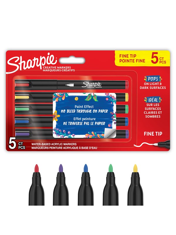 Sharpie Creative Acrylic Marker Assorted Colours Fine tip 5-Blister