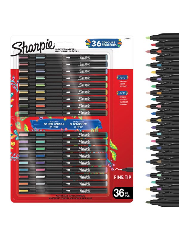 Sharpie Creative Acrylic Marker Assorted Colours Fine tip 36-Blister