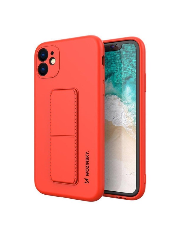 Wozinsky Kickstand Case Silicone Case with Stand Case Samsung Galaxy A22 5G Red