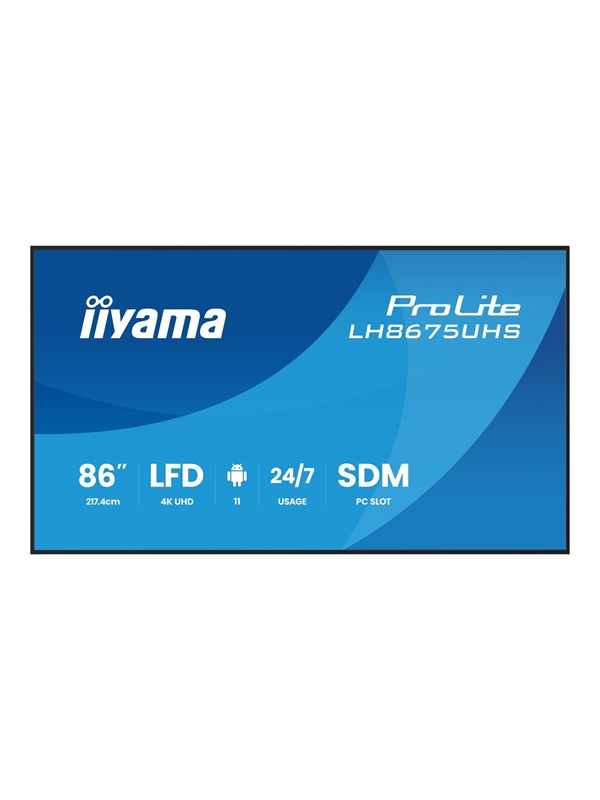 iiyama ProLite LH8675UHS-B2AG 86"" Class (85.6"" viewable) LED-backlit LCD display - 4K - for digital signage