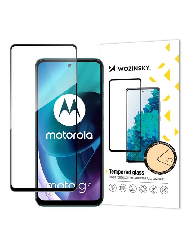 Wozinsky Super Durable Full Glue Tempered Glass Full Screen Protector Frame Case Friendly Motorola Moto G71 5G Black
