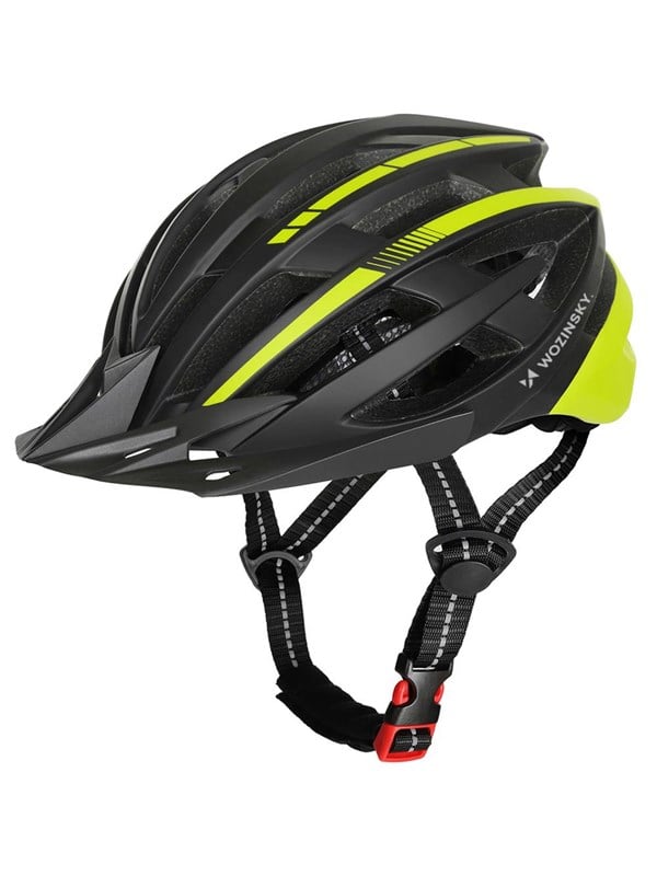 Wozinsky MTB Bike Helmet with Detachable Visor and USB Rear Light 54-57 cm - Black & Yellow